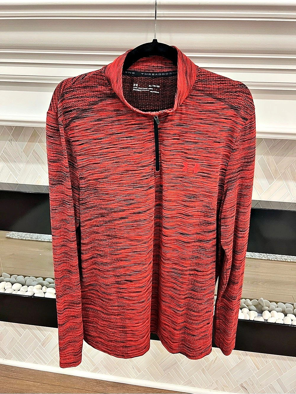 Under Armour Threadborne 1/4 Zip Fitted Pullover Men's Red & Black XL